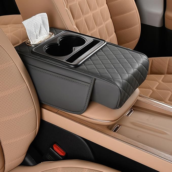 5 in 1 Universal Fit Car Armrest Console Cushion with 2 Cup Holders