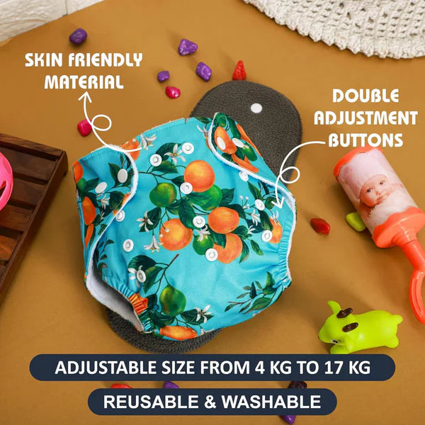 Reusable and Washable Baby Cloth Printed Diapers with Free Insert