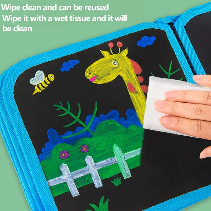 Reusable and Erasable Doodle Book with Free Wet Wipes and Colored Sketch pens
