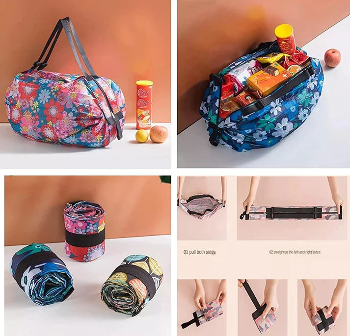 2 in 1 Space Saver Foldable Strip Tote Bag