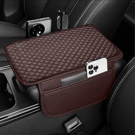CAR ARMREST CONSOLE CUSHION PAD WITH 2 SIDE POCKETS - UNIVERSAL FIT FOR ALL CARS