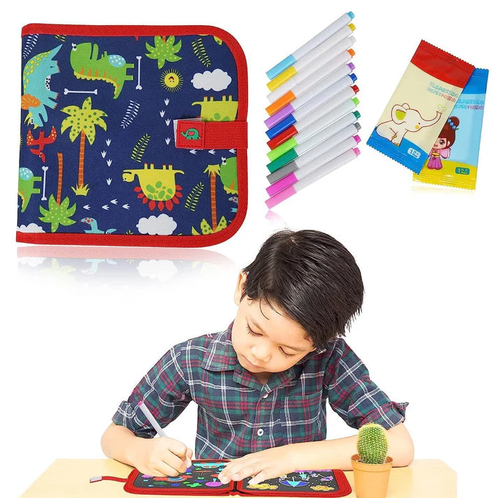 Reusable and Erasable Doodle Book with Free Wet Wipes and Colored Sketch pens