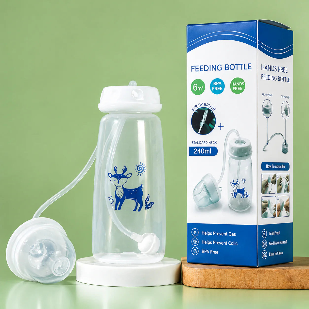Hands Free Self Feeding Baby Bottle - 240 ML
