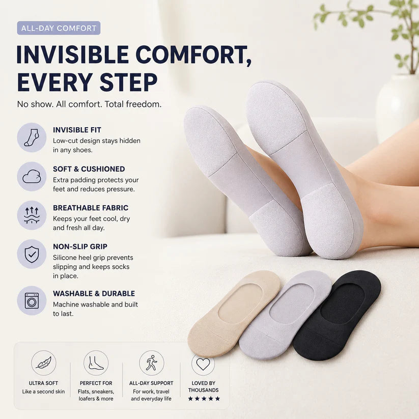 Invisible Insole Foam Cushion Socks
