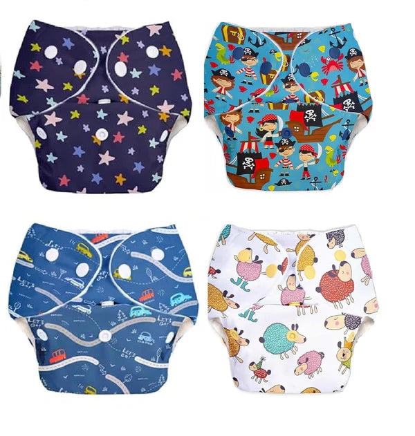 Reusable and Washable Baby Cloth Printed Diapers with Free Insert