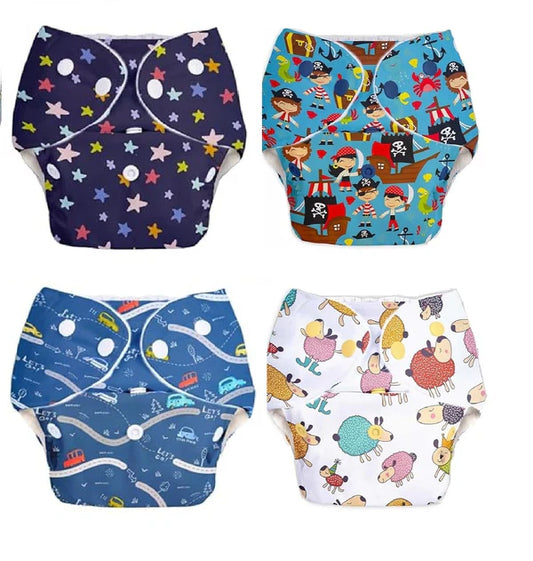 Reusable and Washable Baby Cloth Printed Diapers with Free Insert