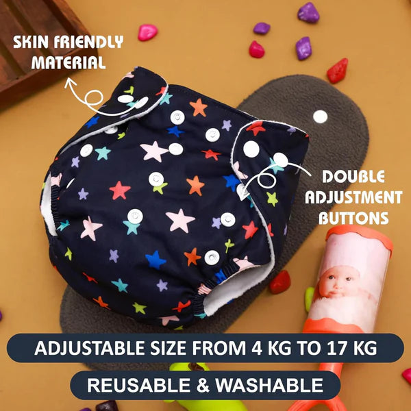 Reusable and Washable Baby Cloth Printed Diapers with Free Insert