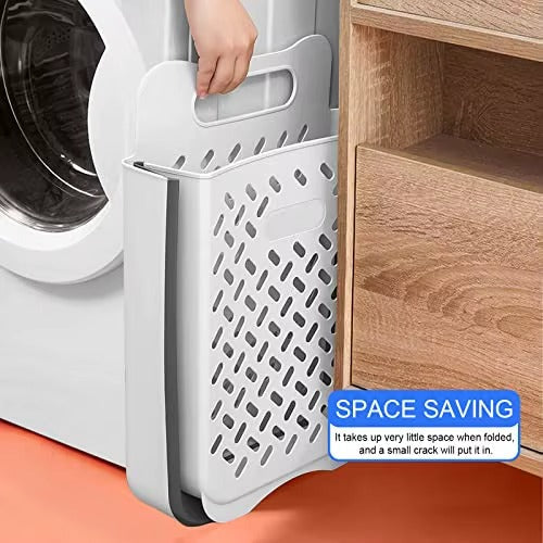 Portable And Foldable Spacesaver Laundry Basket XL Size With Free Adhesive Hooks