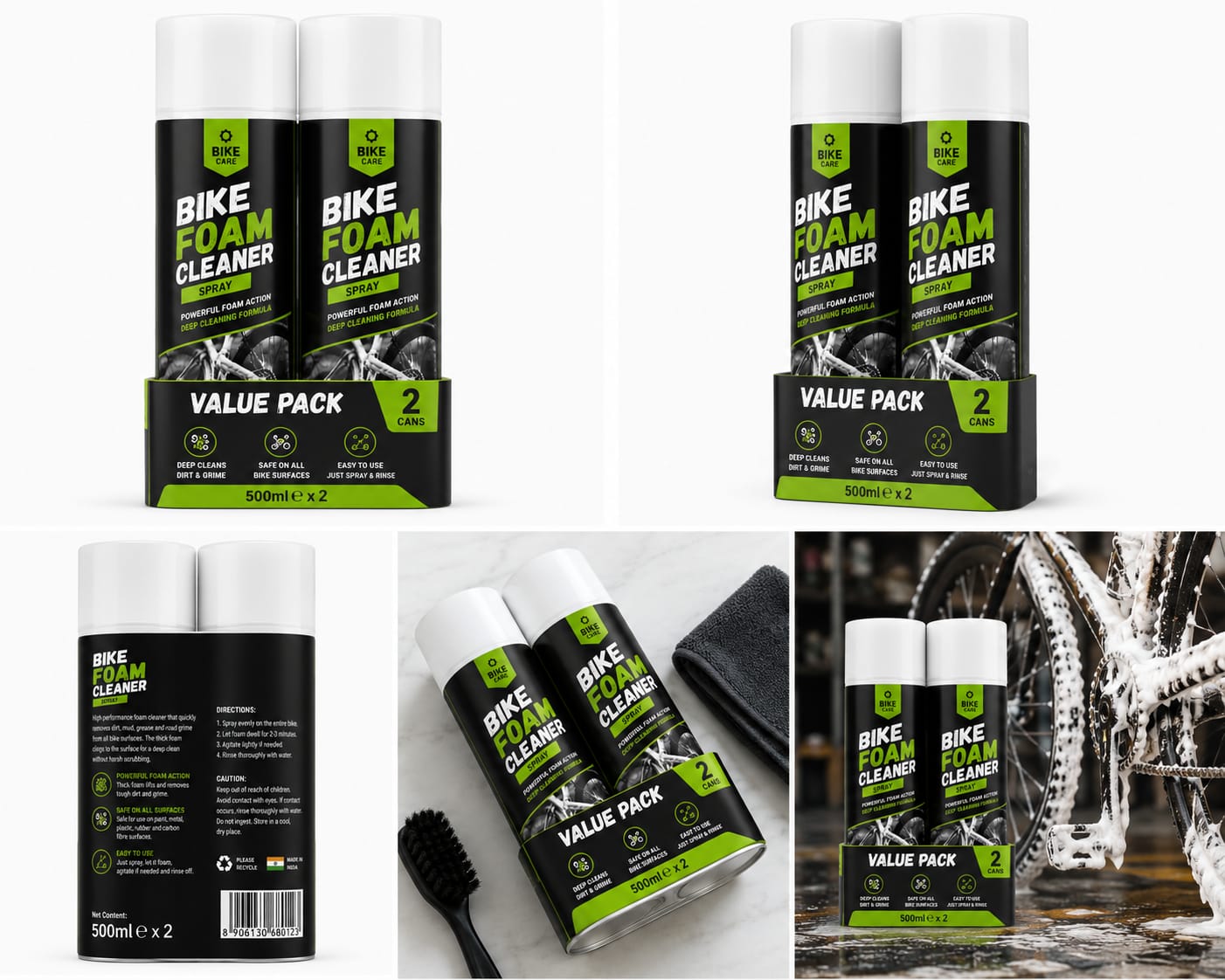 Motorcycle and Bicycle Dry Foam Cleaning Spray for Extra Shine