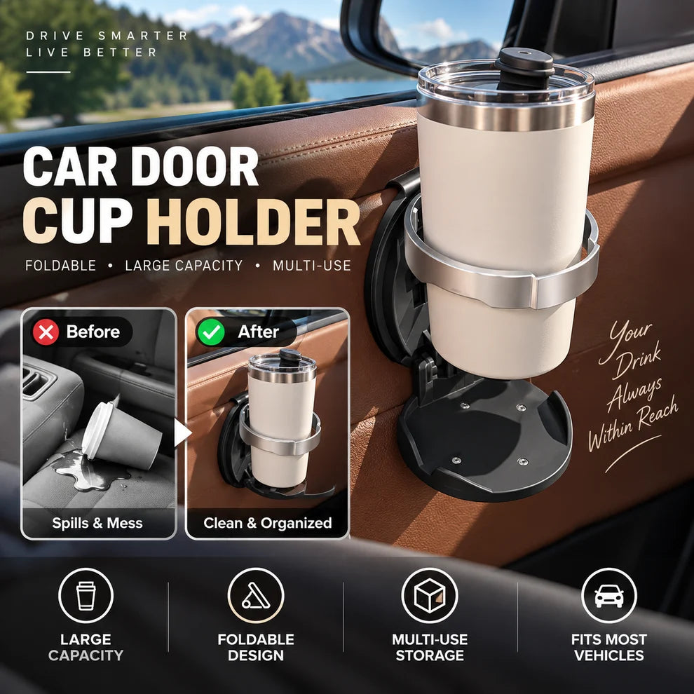 2 in 1 Foldable Car Door Drink Holder
