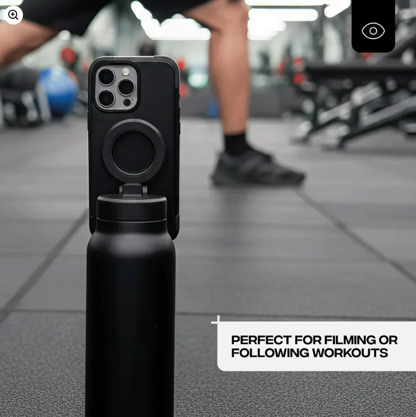 Stainless Steel Insulated Bottle with 360 Degree Rotating Universal Magnetic Phone Mount Holder