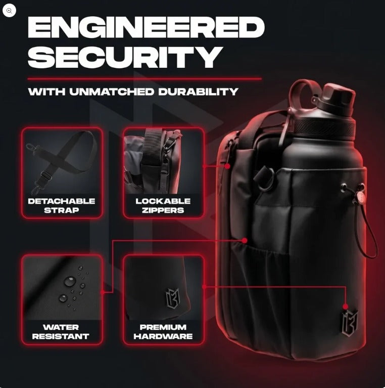 Multipurpose 4 in 1 Magnetic Sling Gym Bag with Bottle Mobile Phone and Towel Holder