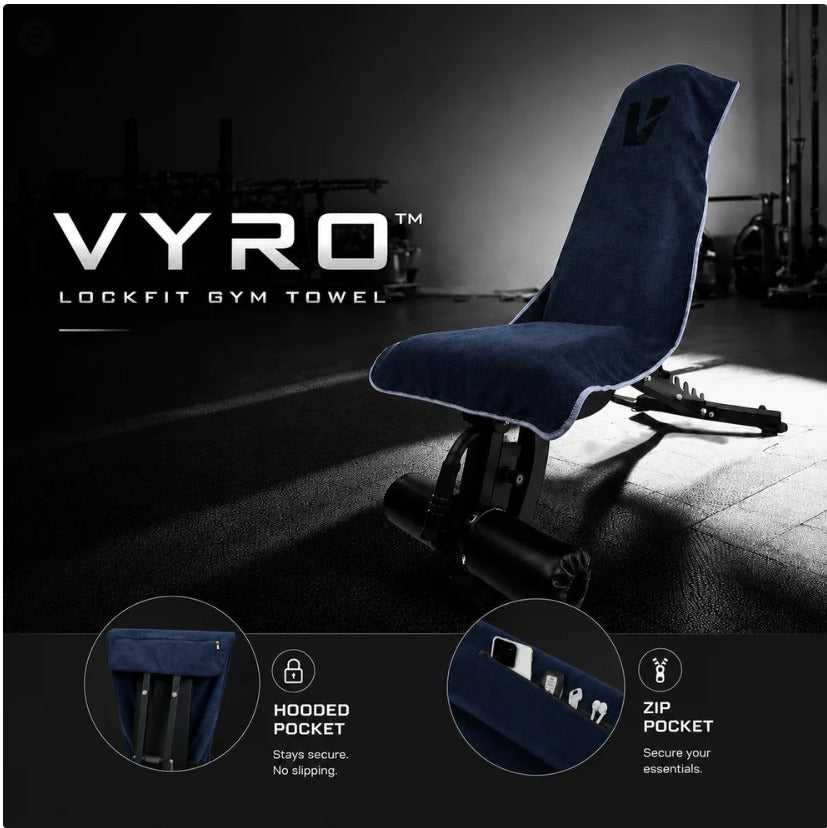 900 GSM Sweat Absorbing Full Length LOCKFIT GYM TOWEL with ZIP Pockets