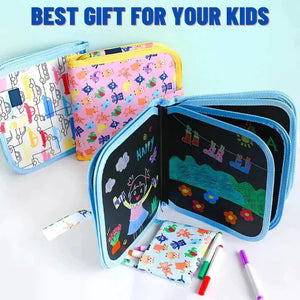 Reusable and Erasable Doodle Book with Free Wet Wipes and Colored Sketch pens