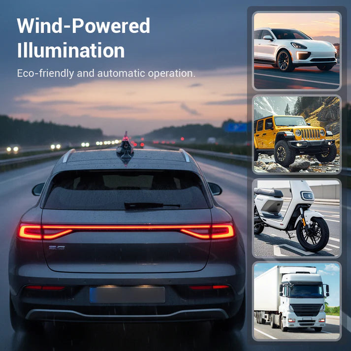 Wind Powered LED Shark Fin Car Roof Antenna