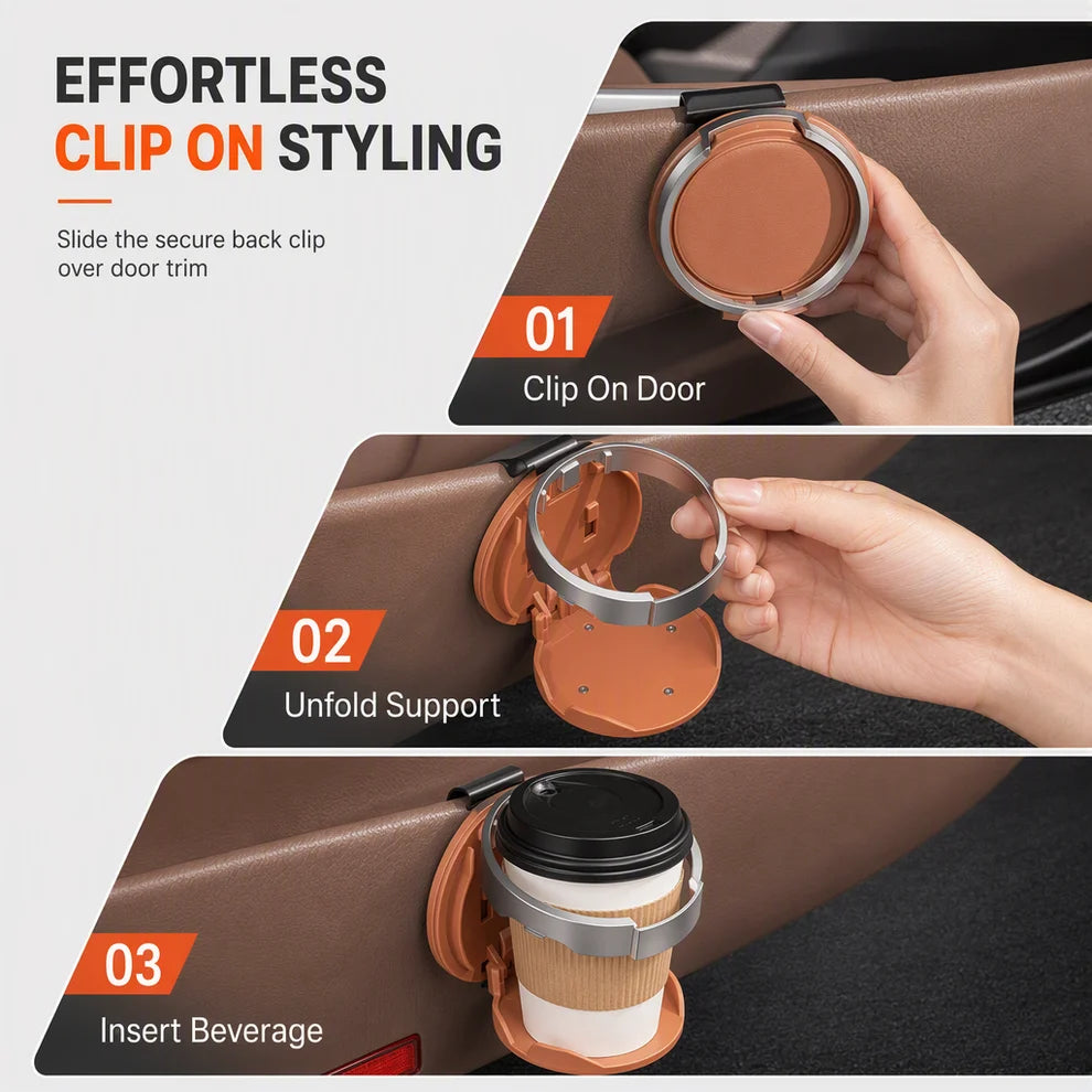 2 in 1 Foldable Car Door Drink Holder